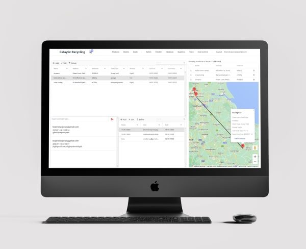 Digital Tracking UK customer dashboard on a desktop showing records and a map